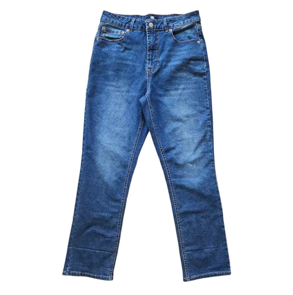 FRYE Womens High Rise Straight Leg Cuffed Crop Blue Jeans Size 8/29 - Picture 3 of 10
